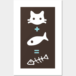 Cat eat fish Posters and Art